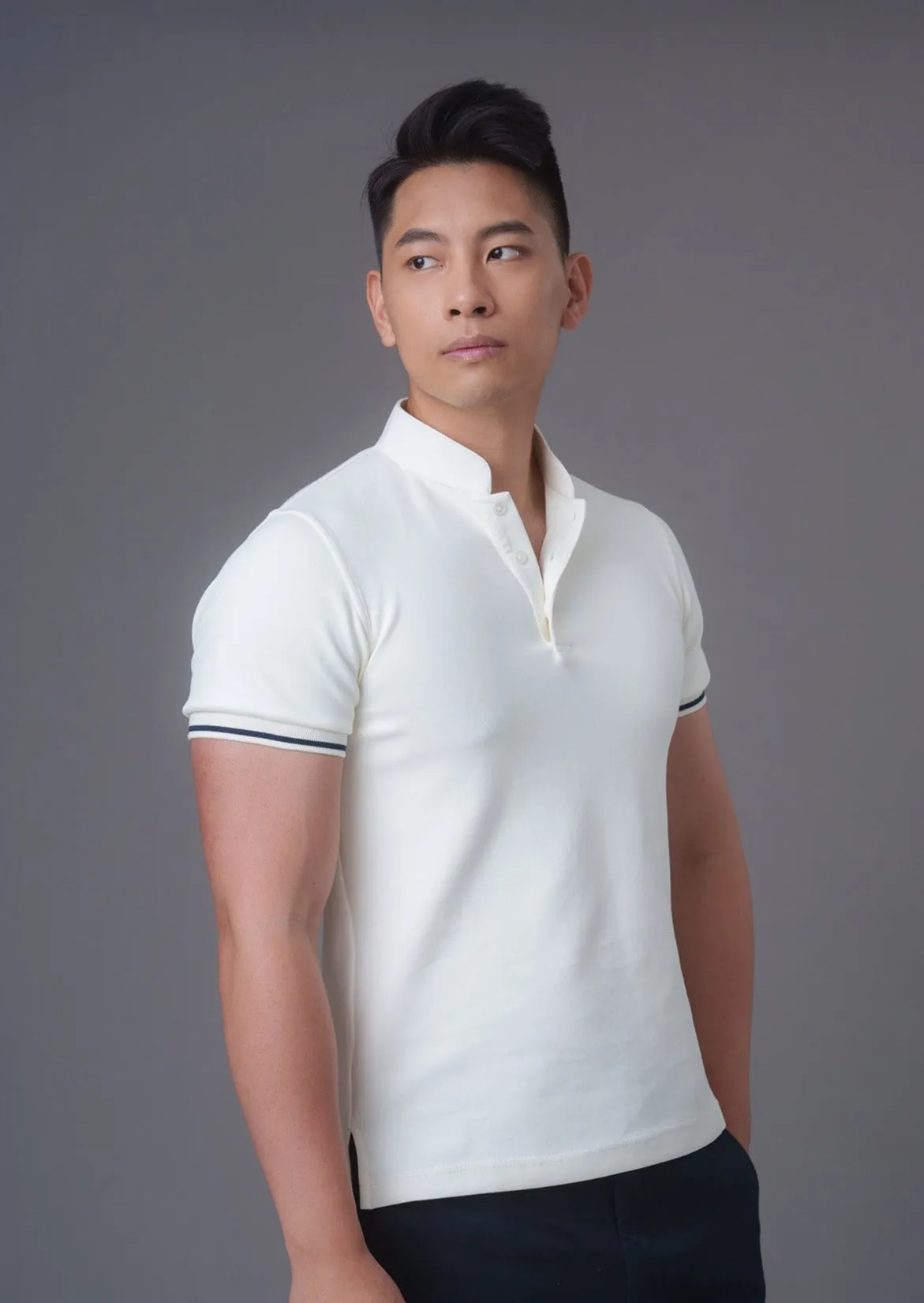 Short Sleeves Tang Polo Shirt (Cream)