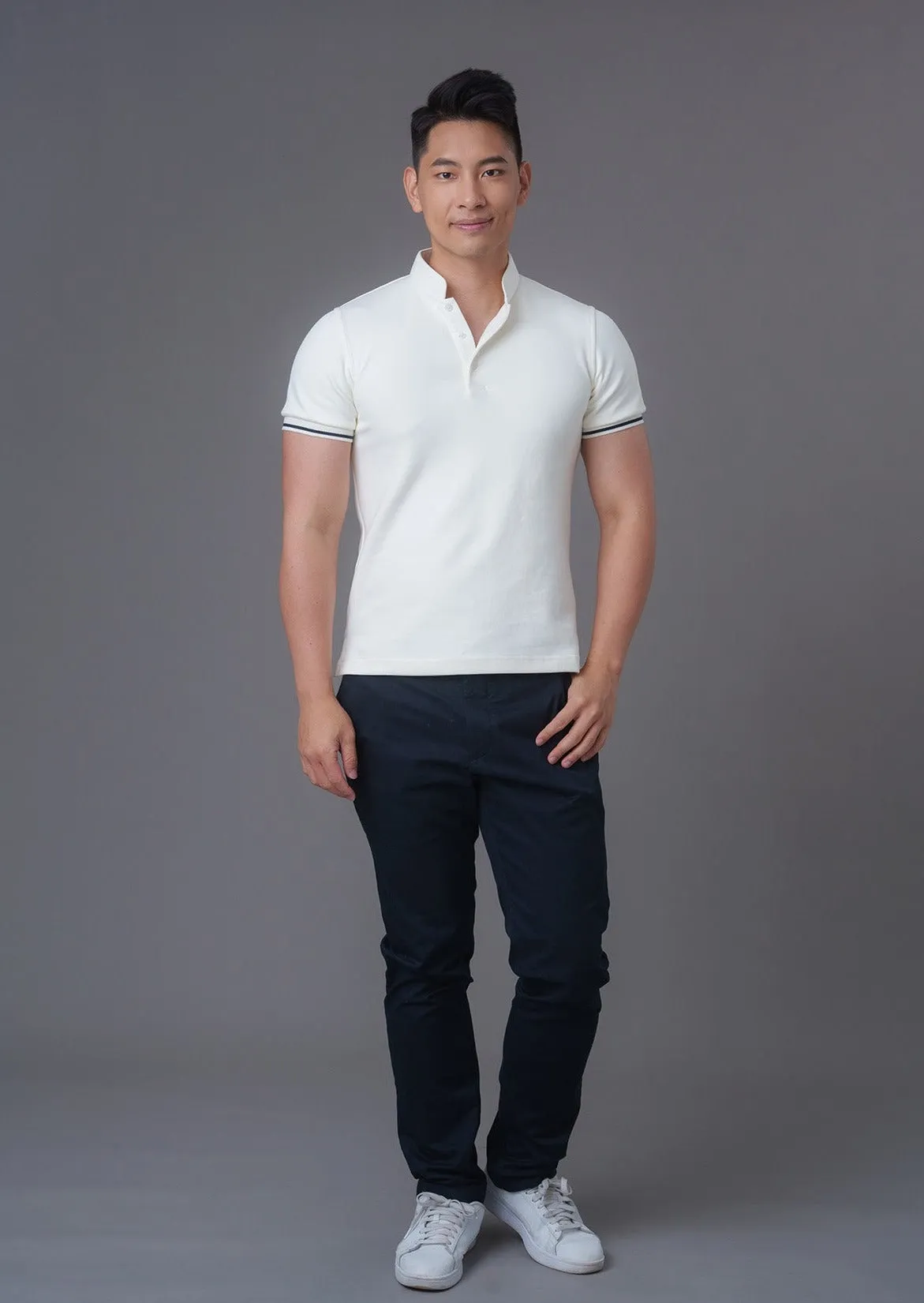 Short Sleeves Tang Polo Shirt (Cream)