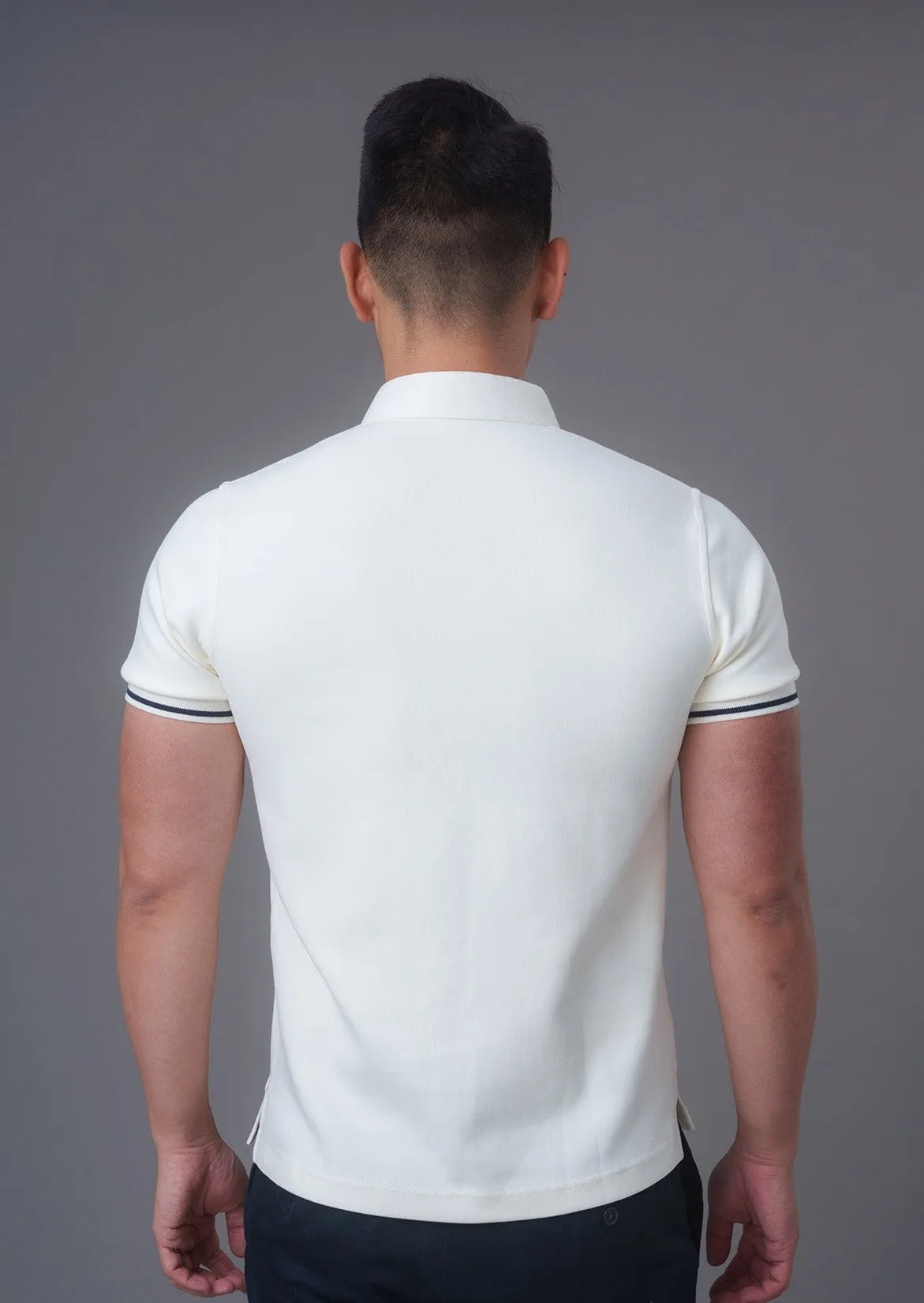 Short Sleeves Tang Polo Shirt (Cream)