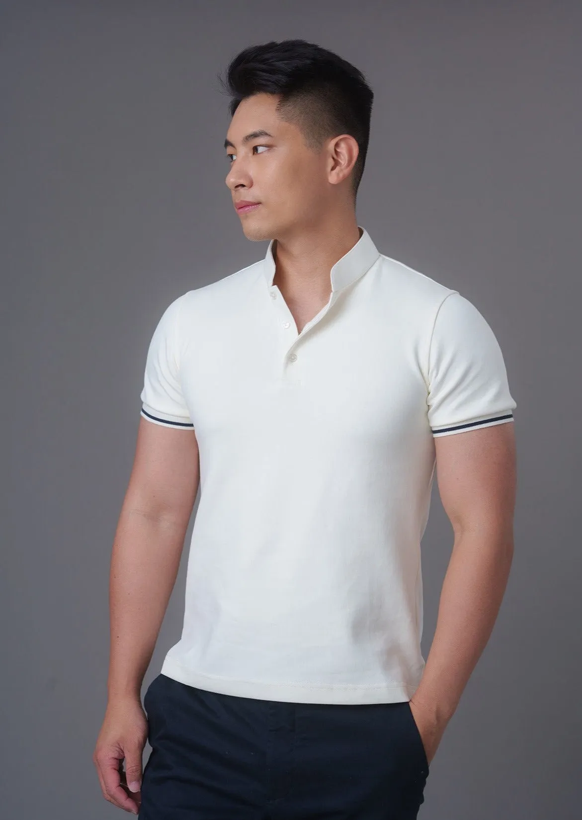 Short Sleeves Tang Polo Shirt (Cream)