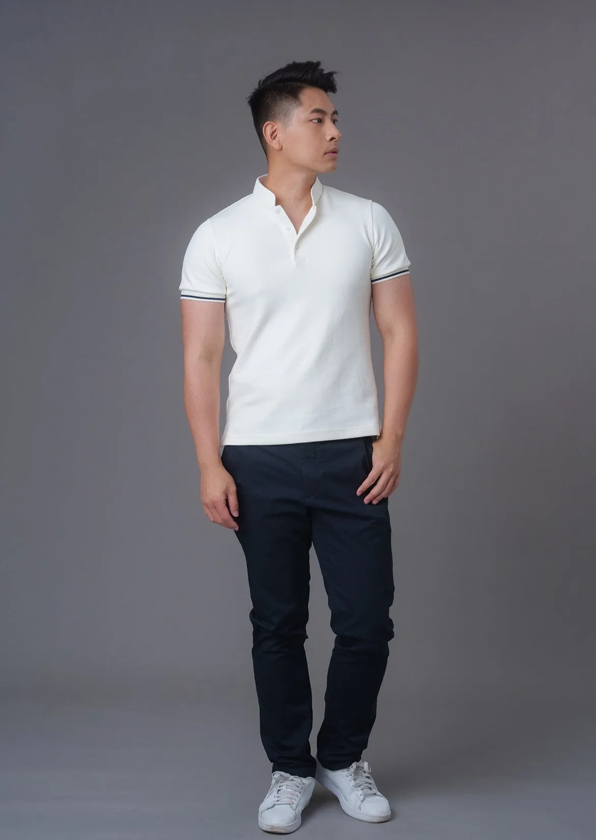 Short Sleeves Tang Polo Shirt (Cream)
