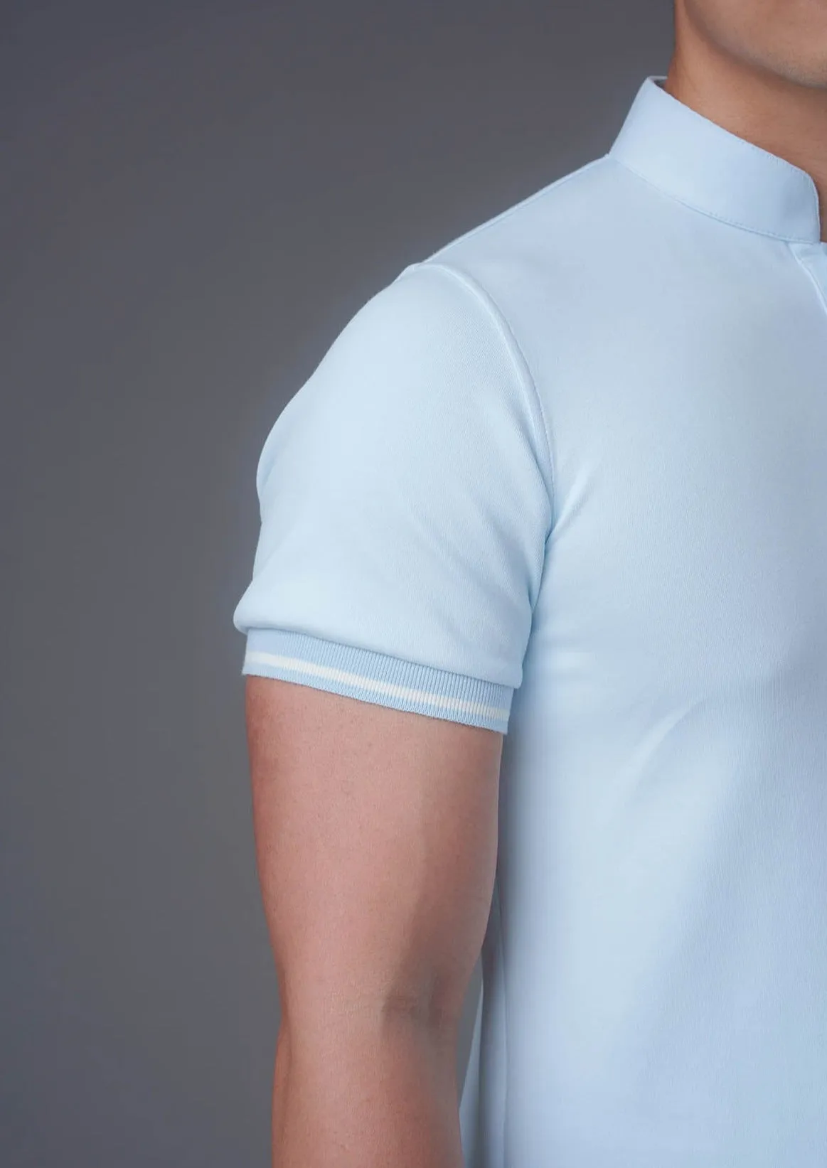 Short Sleeves Tang Polo Shirt (Light Blue)