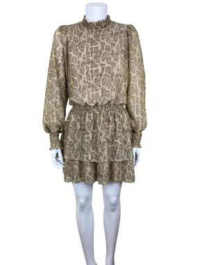 Show Me Your Mumu Women's Metallic Animal Smocked Dress Gold Size M