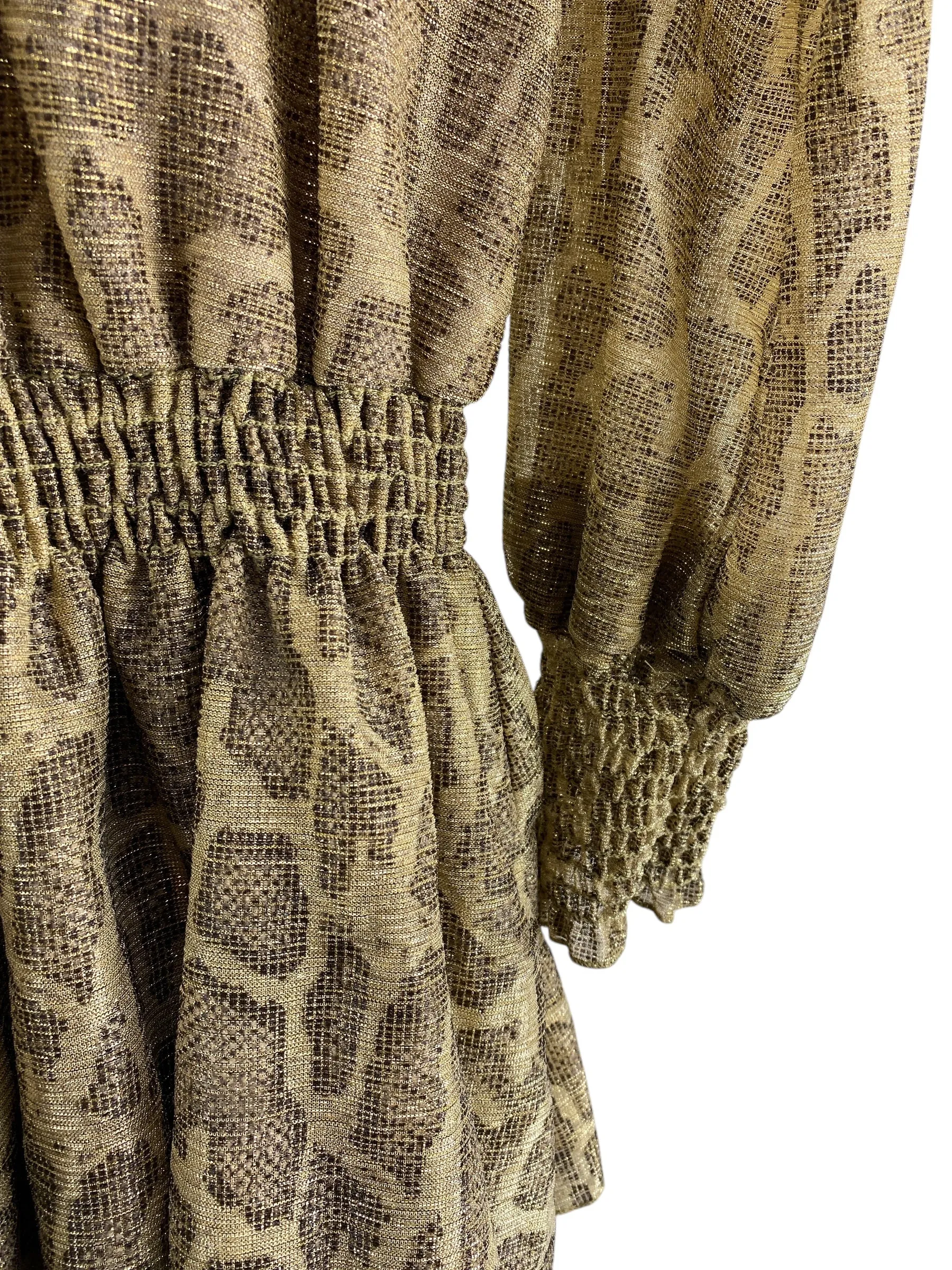 Show Me Your Mumu Women's Metallic Animal Smocked Dress Gold Size M