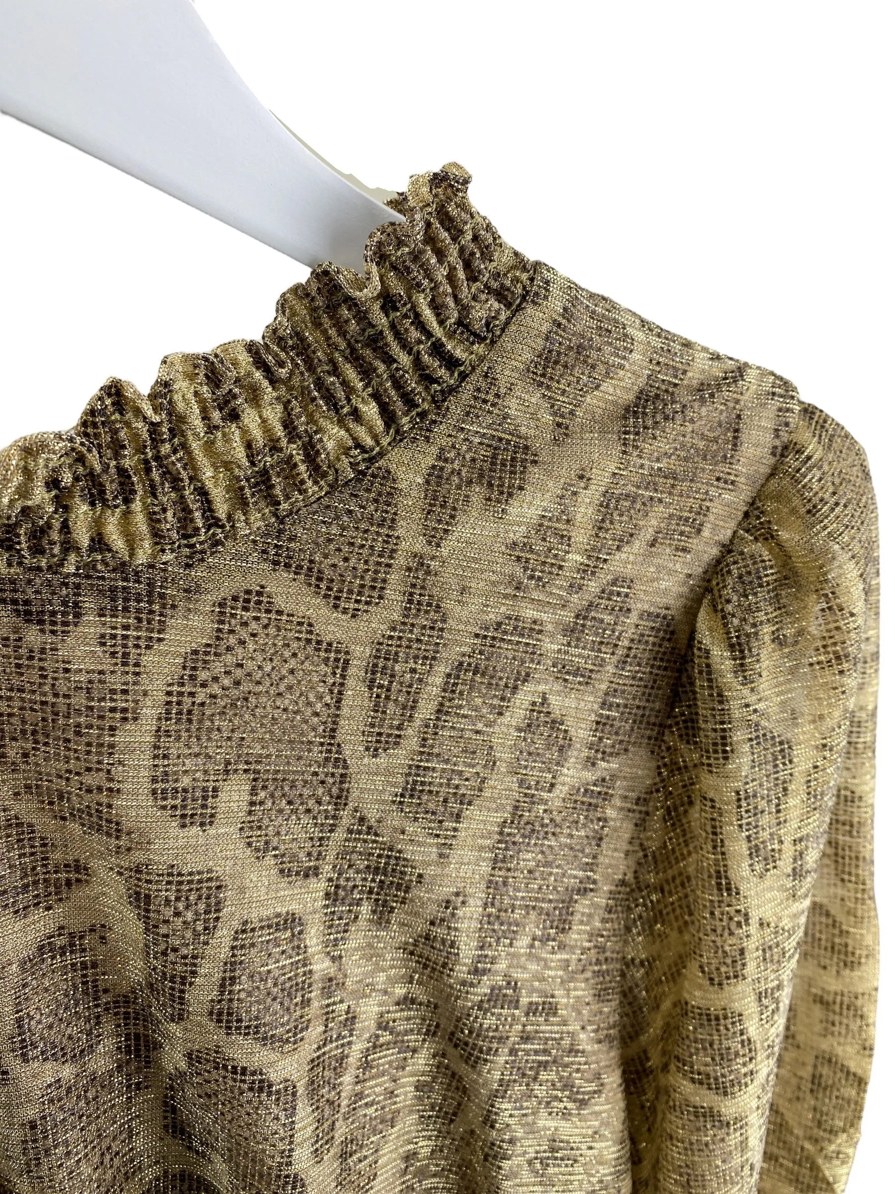Show Me Your Mumu Women's Metallic Animal Smocked Dress Gold Size M