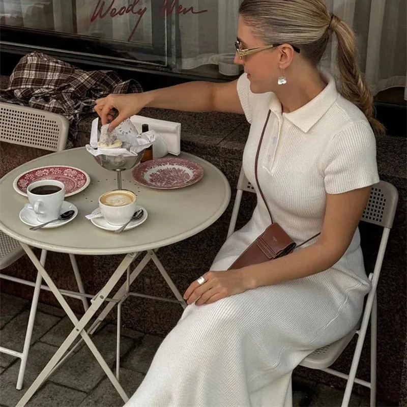 Slim Knitted Ribbed Long Maxi Fit Short Sleeve Dress Dress