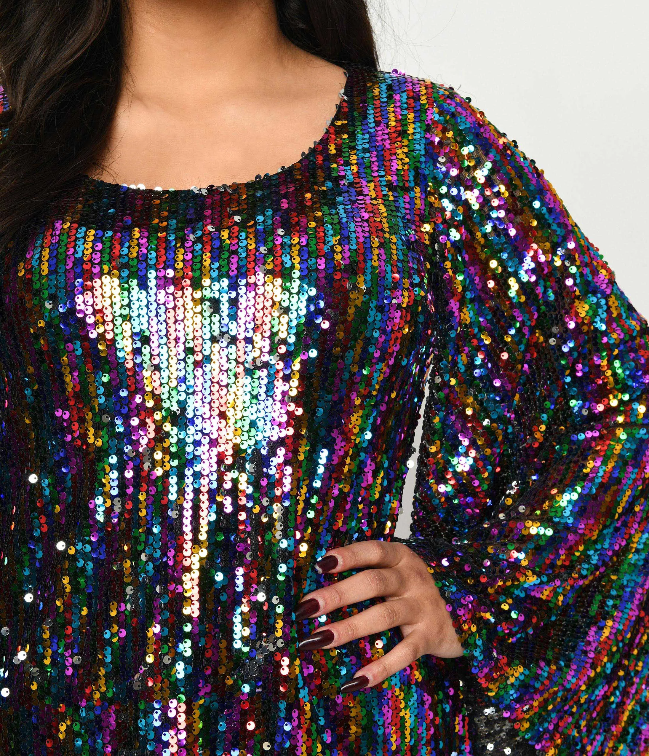 Smak Parlour 1960s Rainbow Sequin Downtown Scene Mini Dress