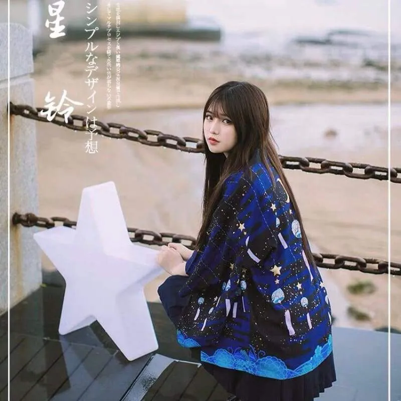 Starry Wind Chime Kimono Cardigan