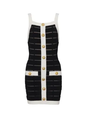 Strapped & Buttoned Short Dress