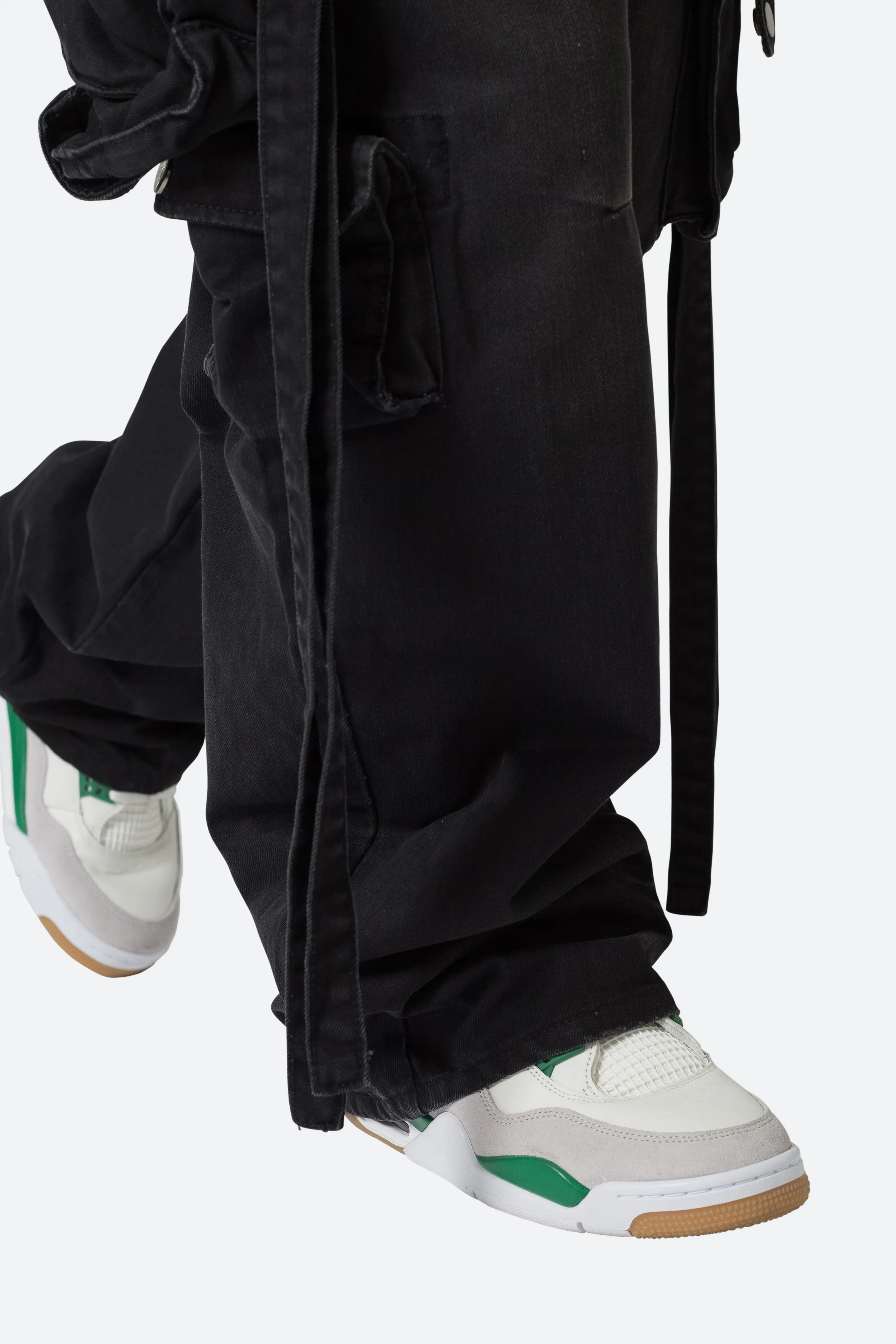 Strapped Multi Cargo Pants - Black