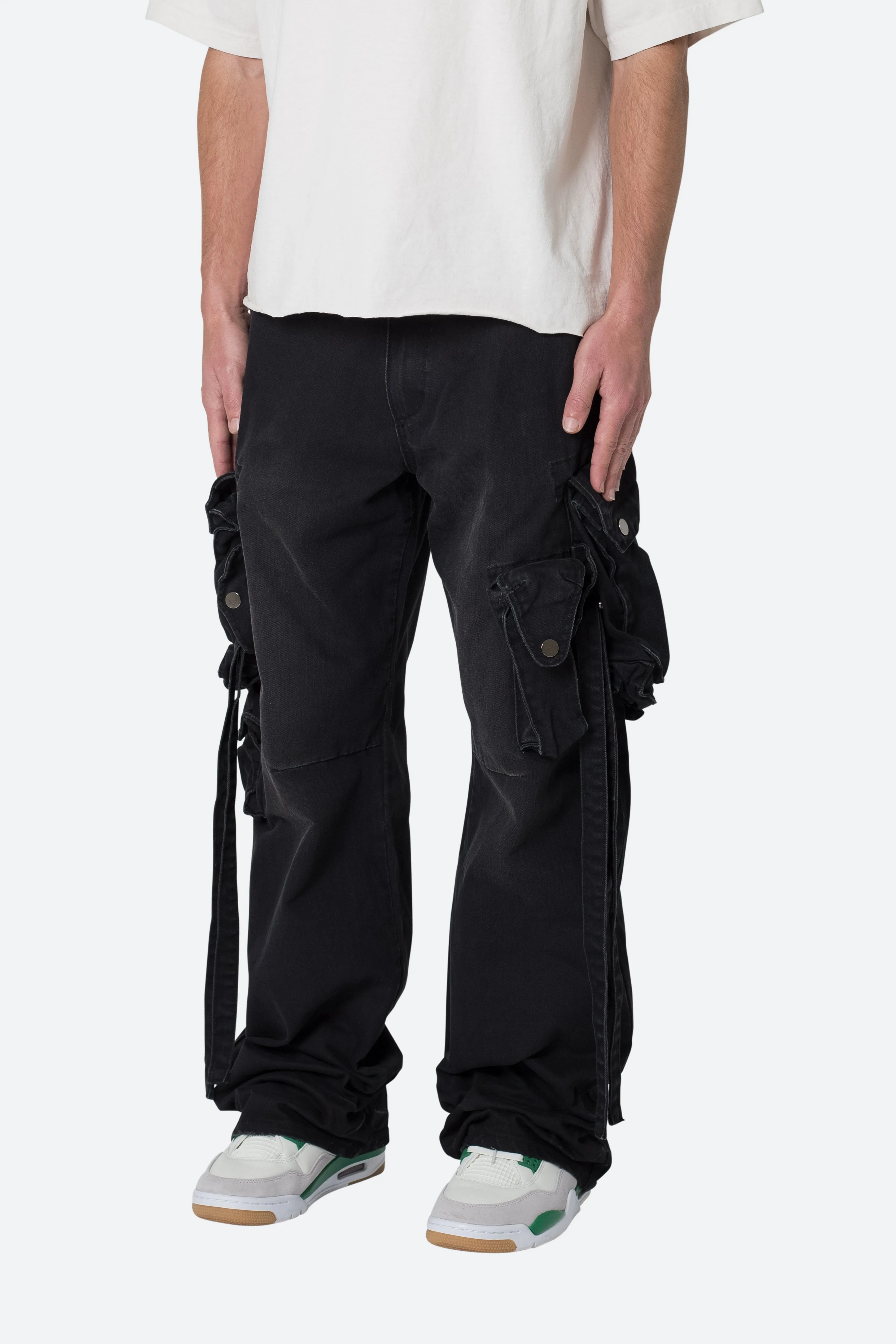Strapped Multi Cargo Pants - Black