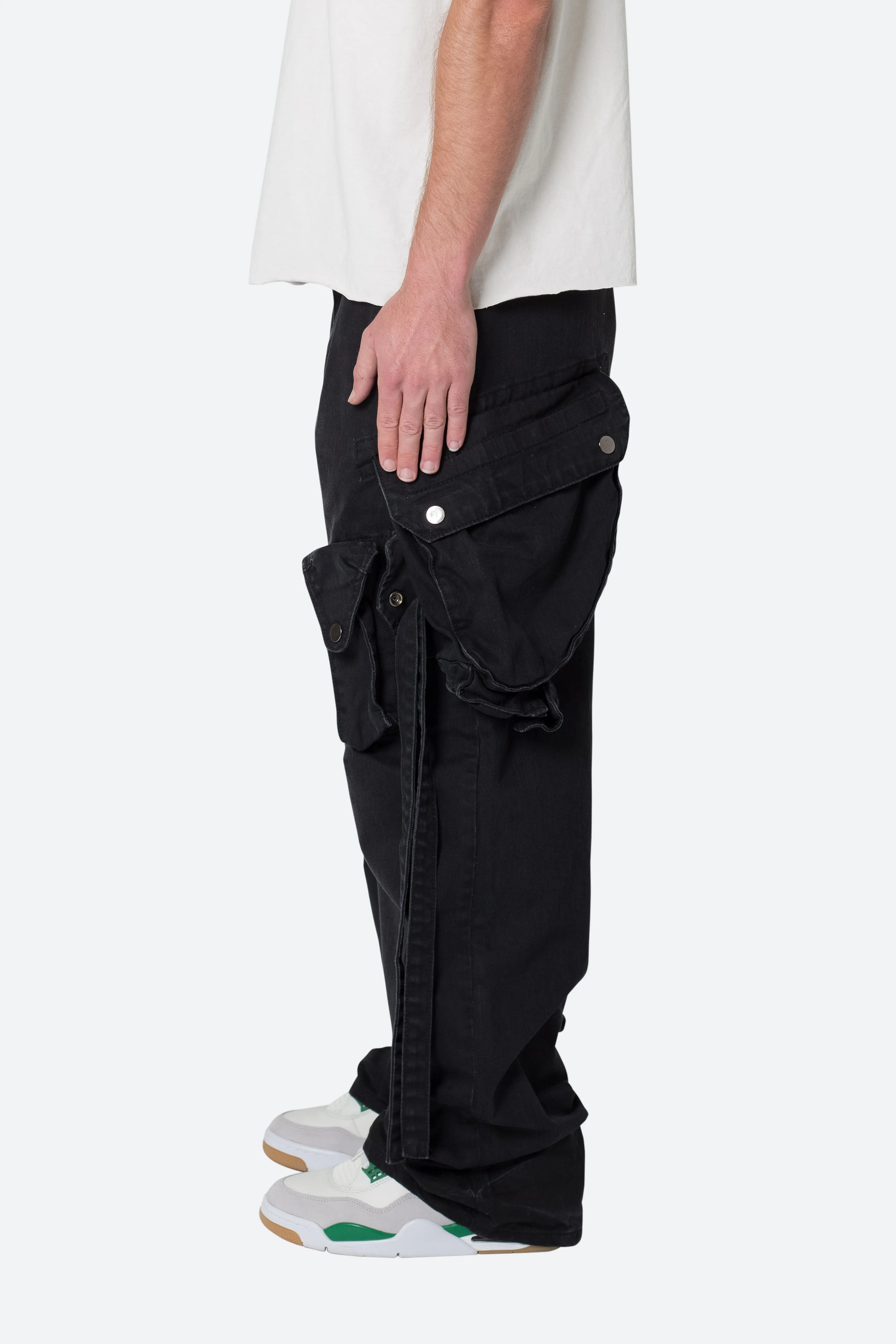 Strapped Multi Cargo Pants - Black