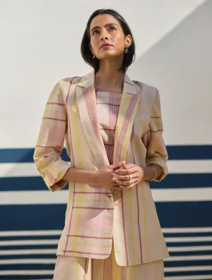 Talia Check Linen Summer Blazer
- Sand