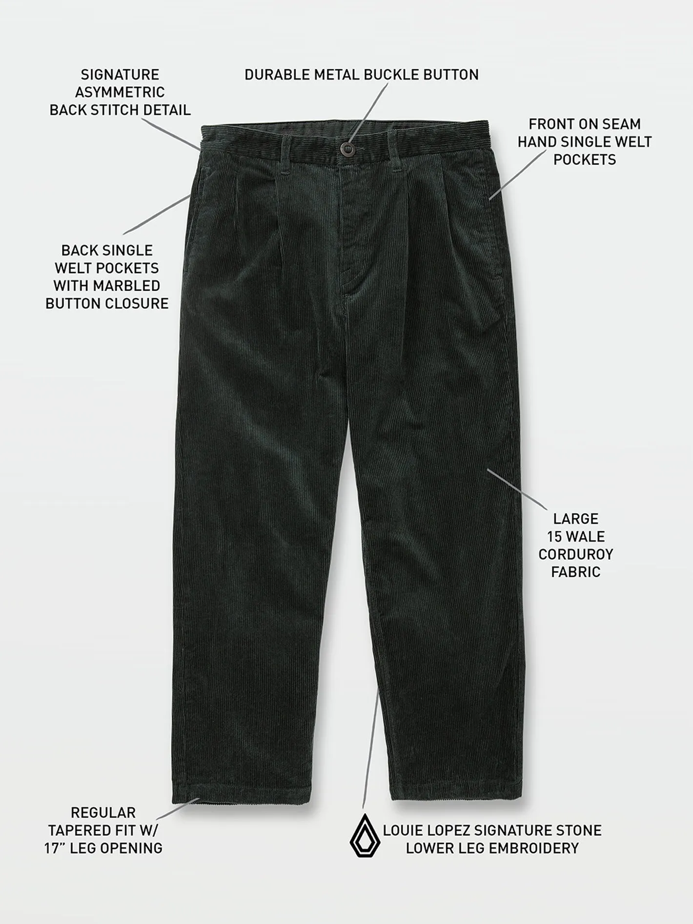 Tapered Corduroy Pants - Cedar Green