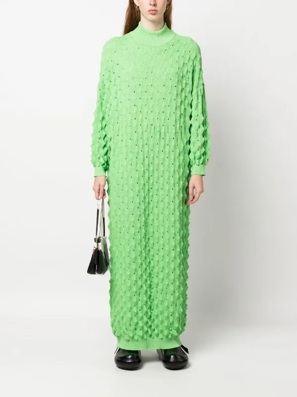 Transparent Spike Knit Dress - Green Spike