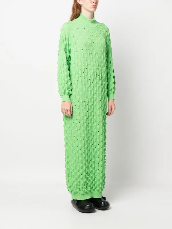 Transparent Spike Knit Dress - Green Spike
