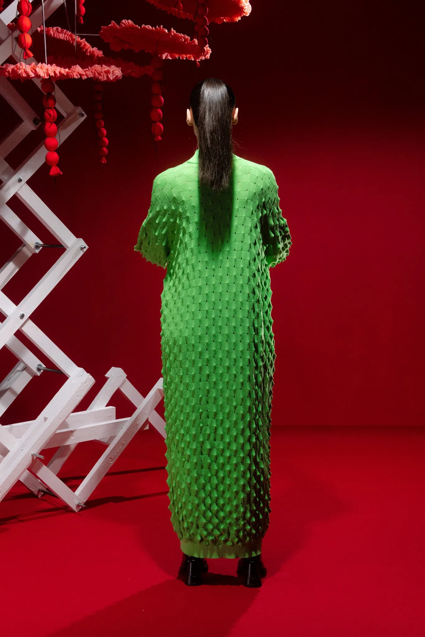 Transparent Spike Knit Dress - Green Spike