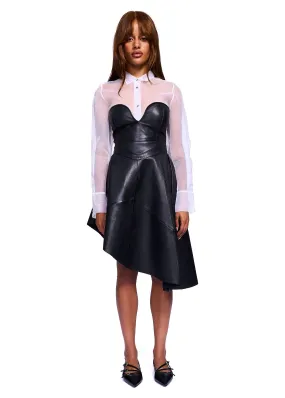 VIAVIA Genuine Leather Flounce Dress