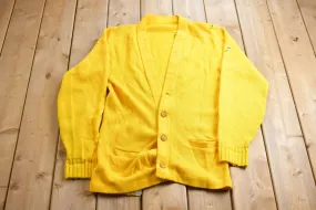 Vintage 1990s Yellow Knitted Cardigan Sweater