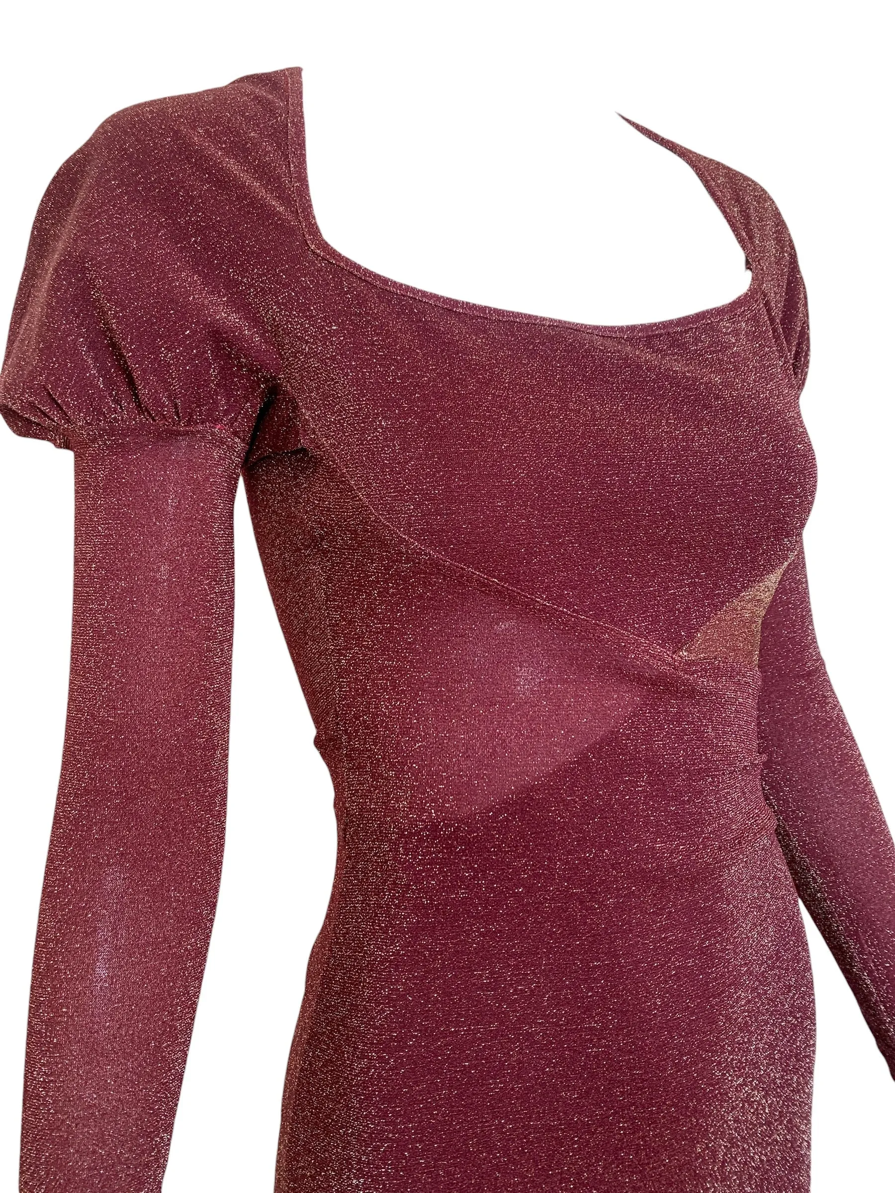 Vivienne Westwood 1990's Sexy Burgundy Lurex Dress