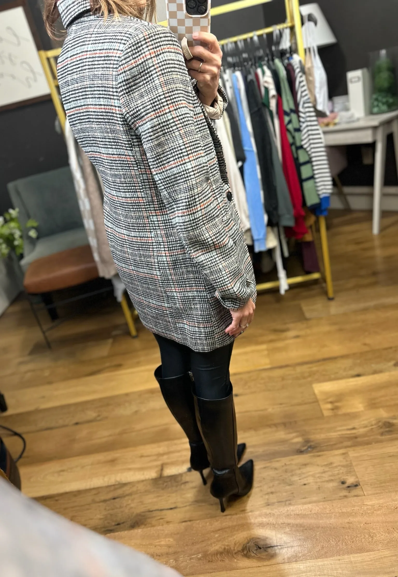 Where Things Are Going Plaid Pocket Blazer - Black Combo
