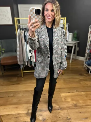 Where Things Are Going Plaid Pocket Blazer - Black Combo