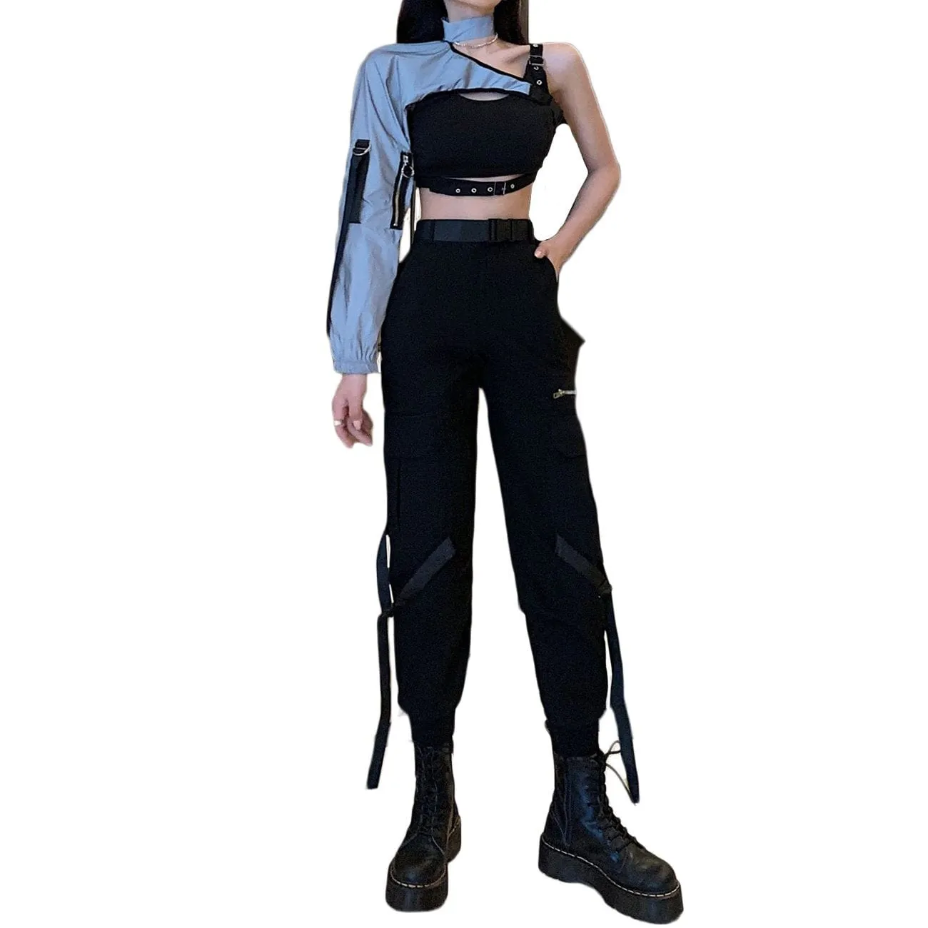 WLS Dark Personalized Belt Ribbons Cargo Pants