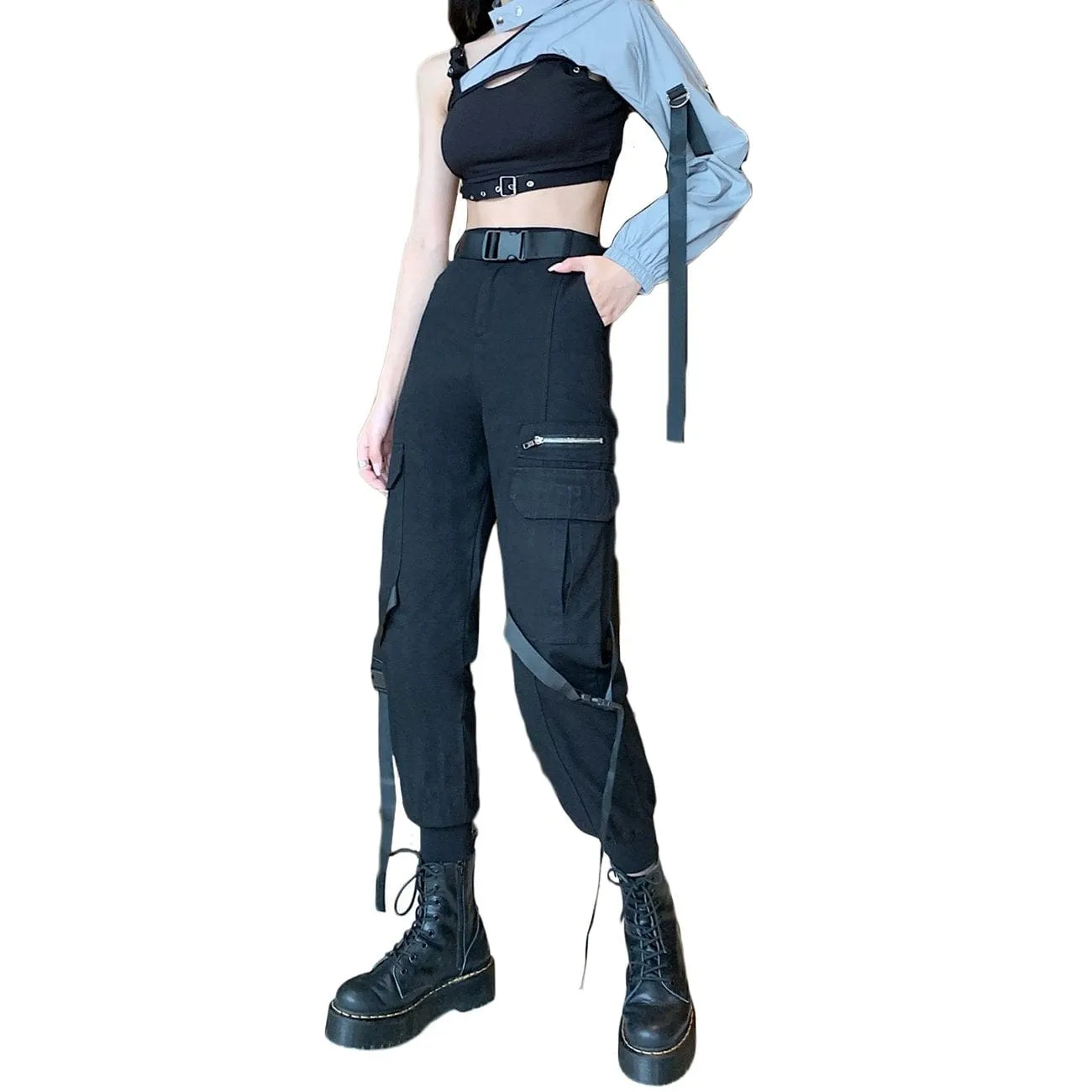 WLS Dark Personalized Belt Ribbons Cargo Pants