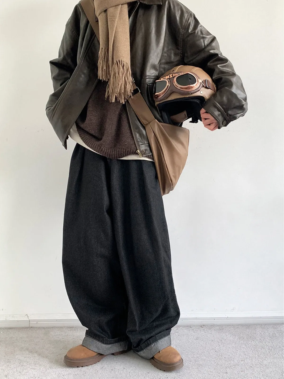 WLS Retro Black Loose Long Pants