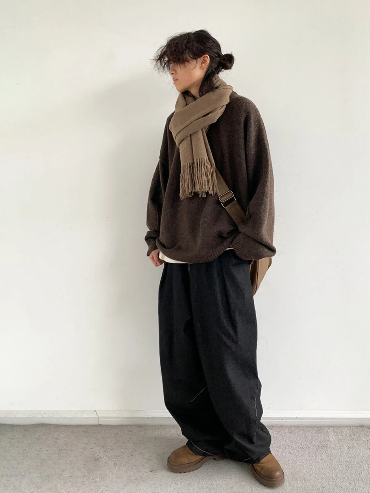 WLS Retro Black Loose Long Pants