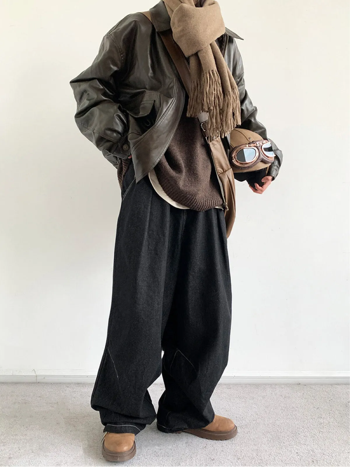 WLS Retro Black Loose Long Pants