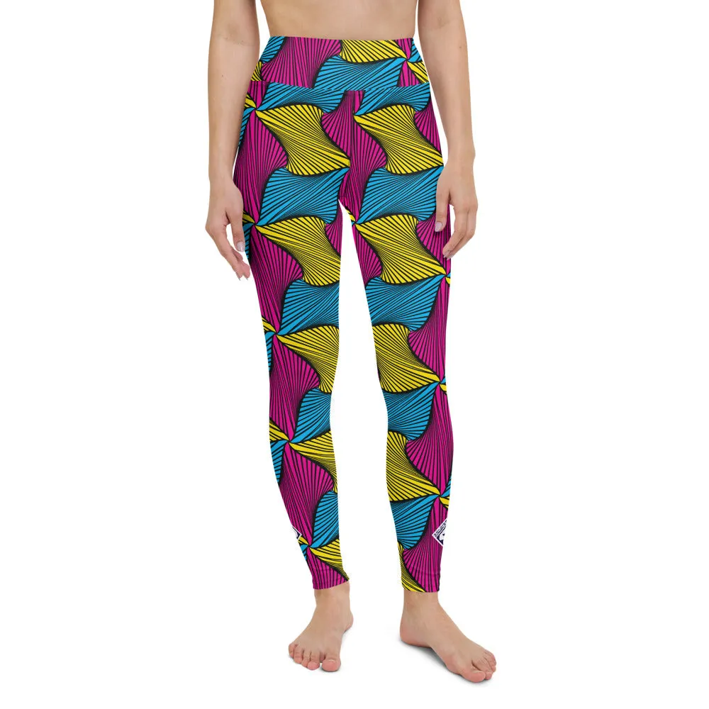 Women's Ankara Wax Print High Waist Yoga Pants Workout Leggings For Jiu Jitsu 001