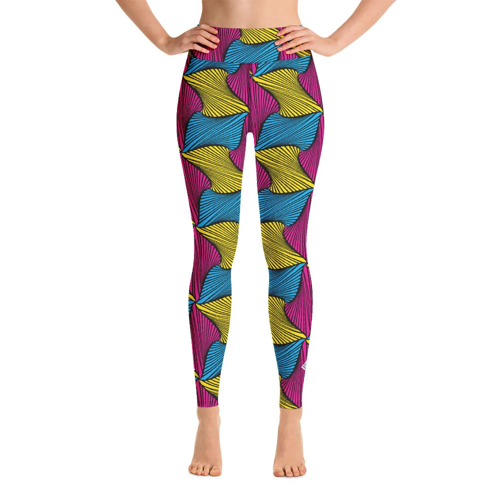 Women's Ankara Wax Print High Waist Yoga Pants Workout Leggings For Jiu Jitsu 001