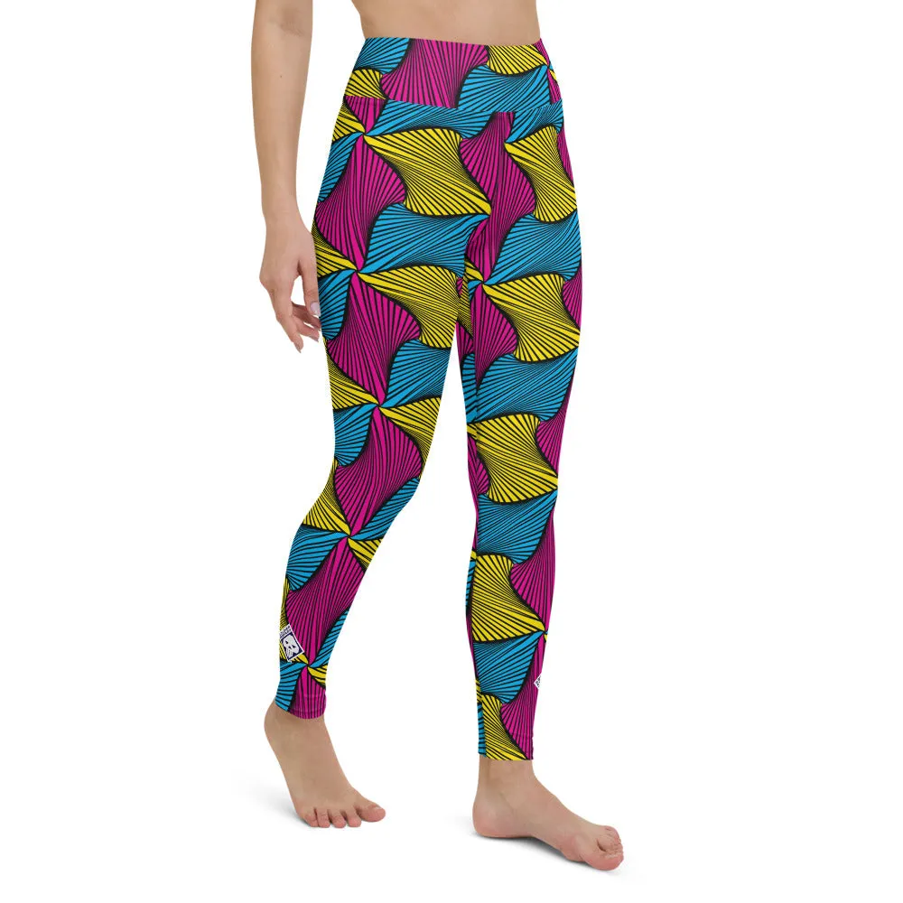 Women's Ankara Wax Print High Waist Yoga Pants Workout Leggings For Jiu Jitsu 001