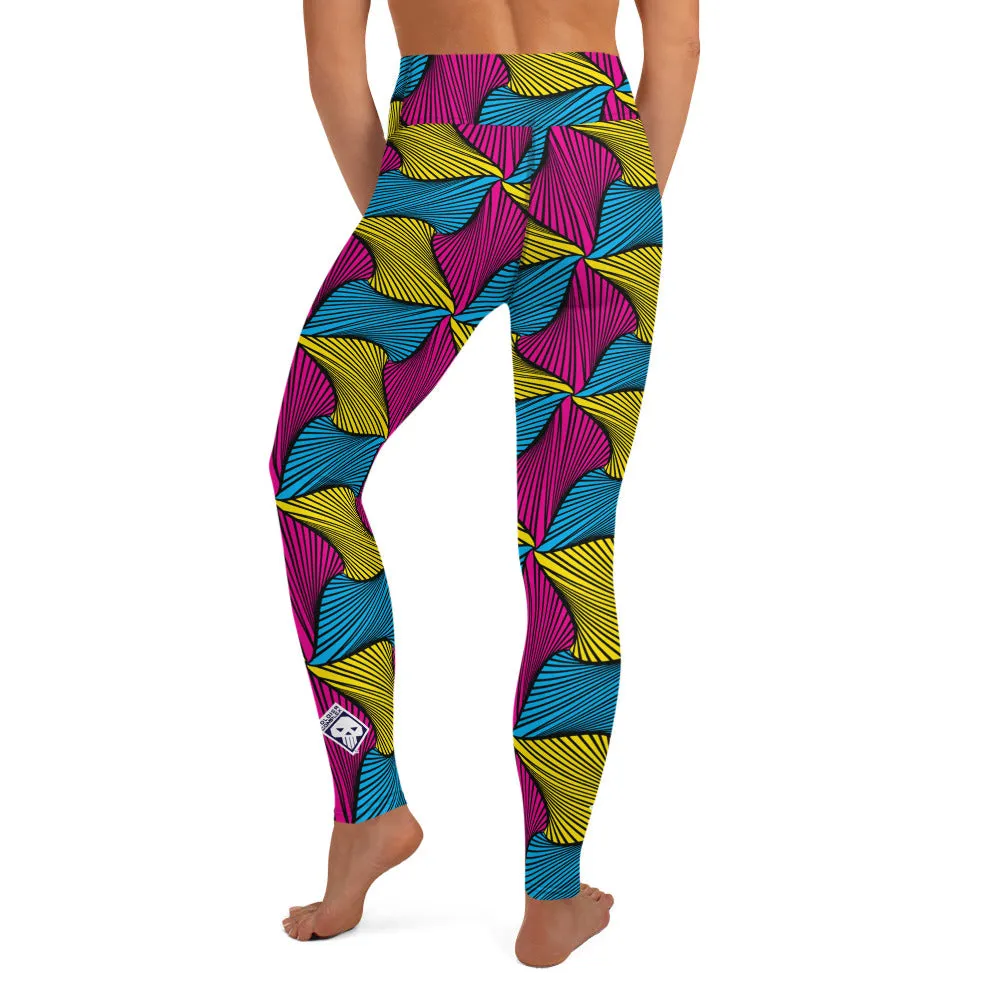 Women's Ankara Wax Print High Waist Yoga Pants Workout Leggings For Jiu Jitsu 001