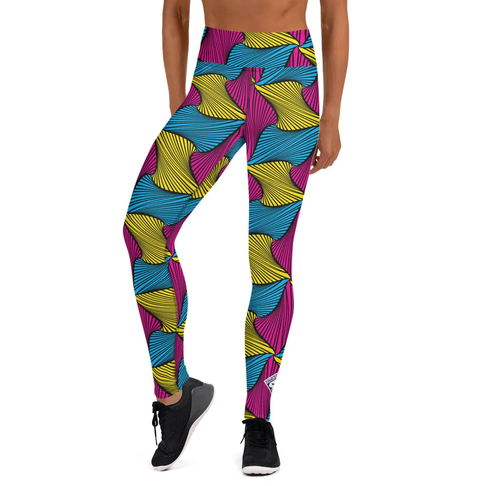 Women's Ankara Wax Print High Waist Yoga Pants Workout Leggings For Jiu Jitsu 001