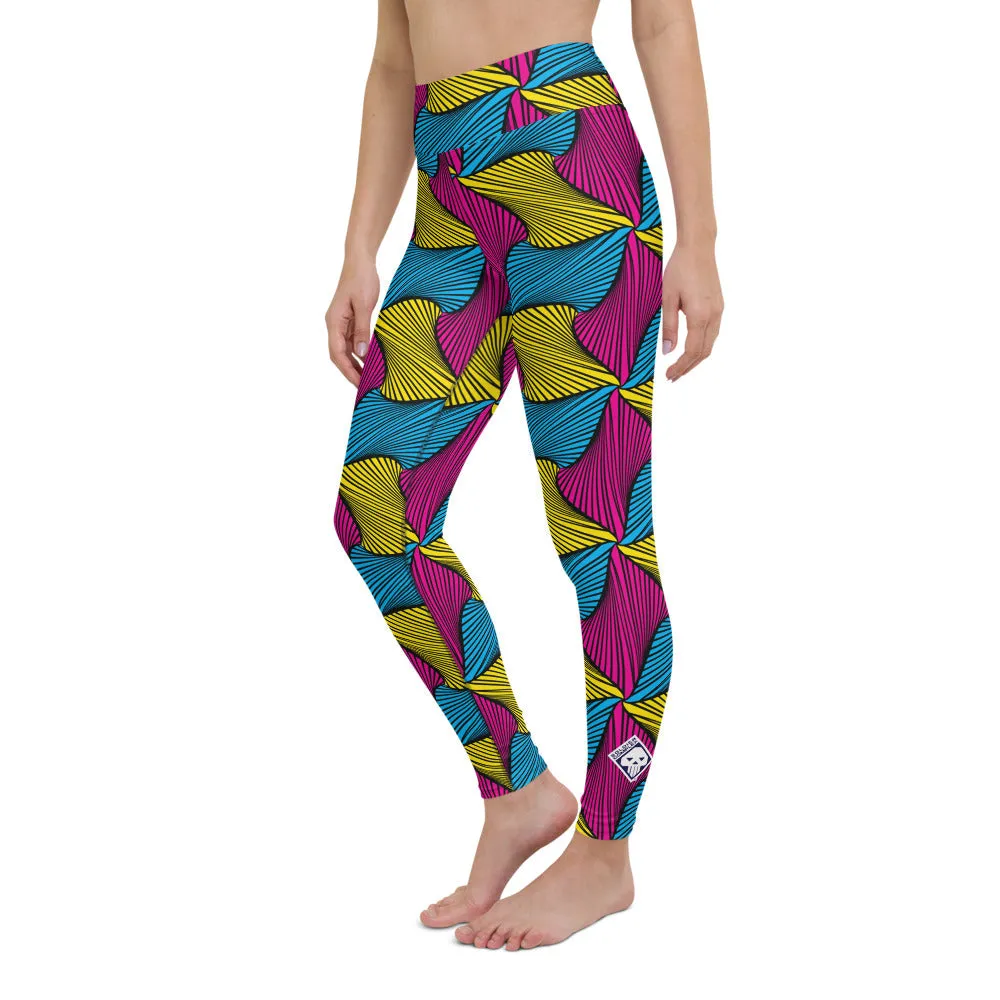 Women's Ankara Wax Print High Waist Yoga Pants Workout Leggings For Jiu Jitsu 001