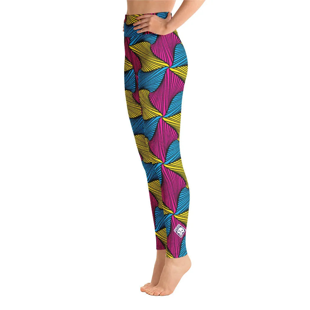 Women's Ankara Wax Print High Waist Yoga Pants Workout Leggings For Jiu Jitsu 001