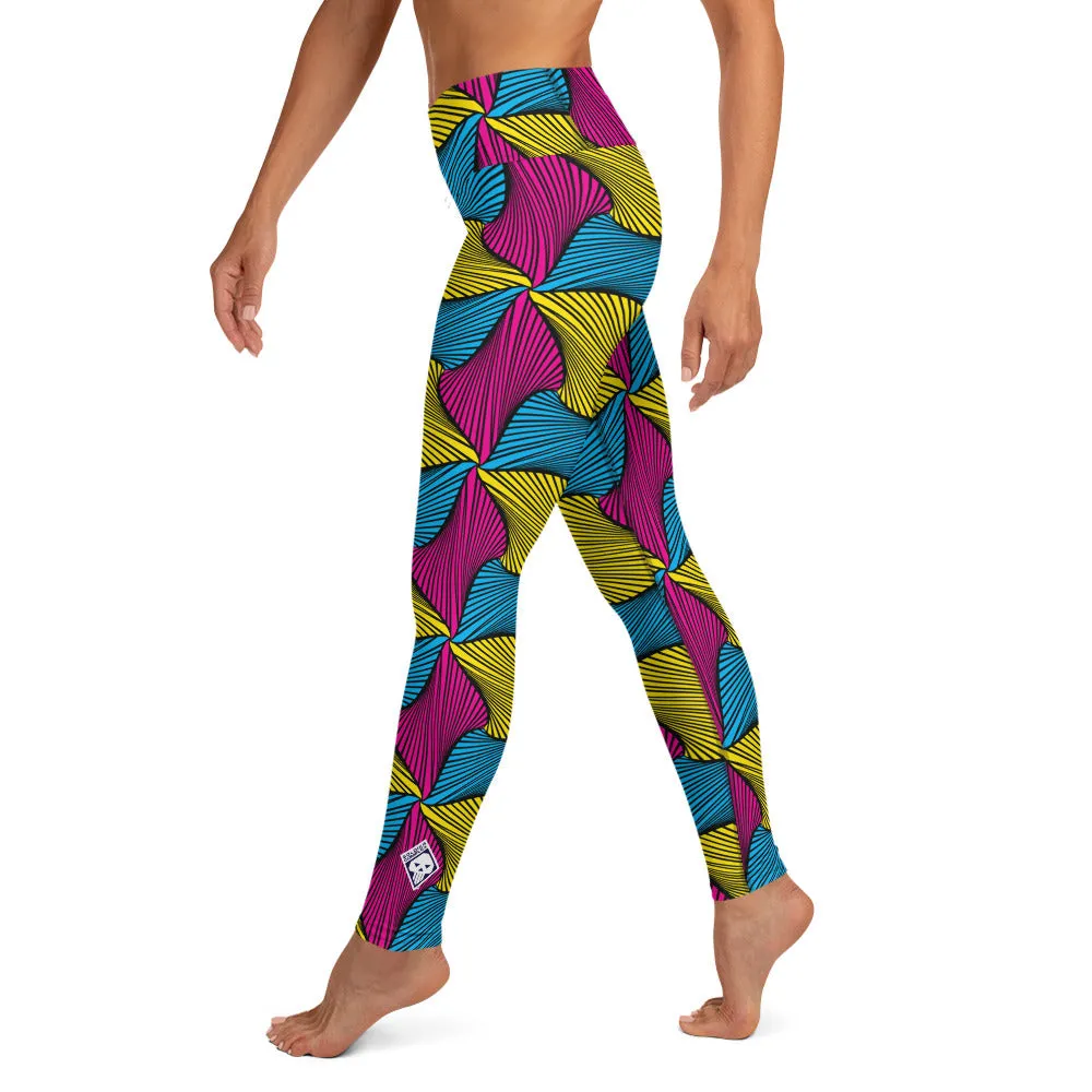 Women's Ankara Wax Print High Waist Yoga Pants Workout Leggings For Jiu Jitsu 001