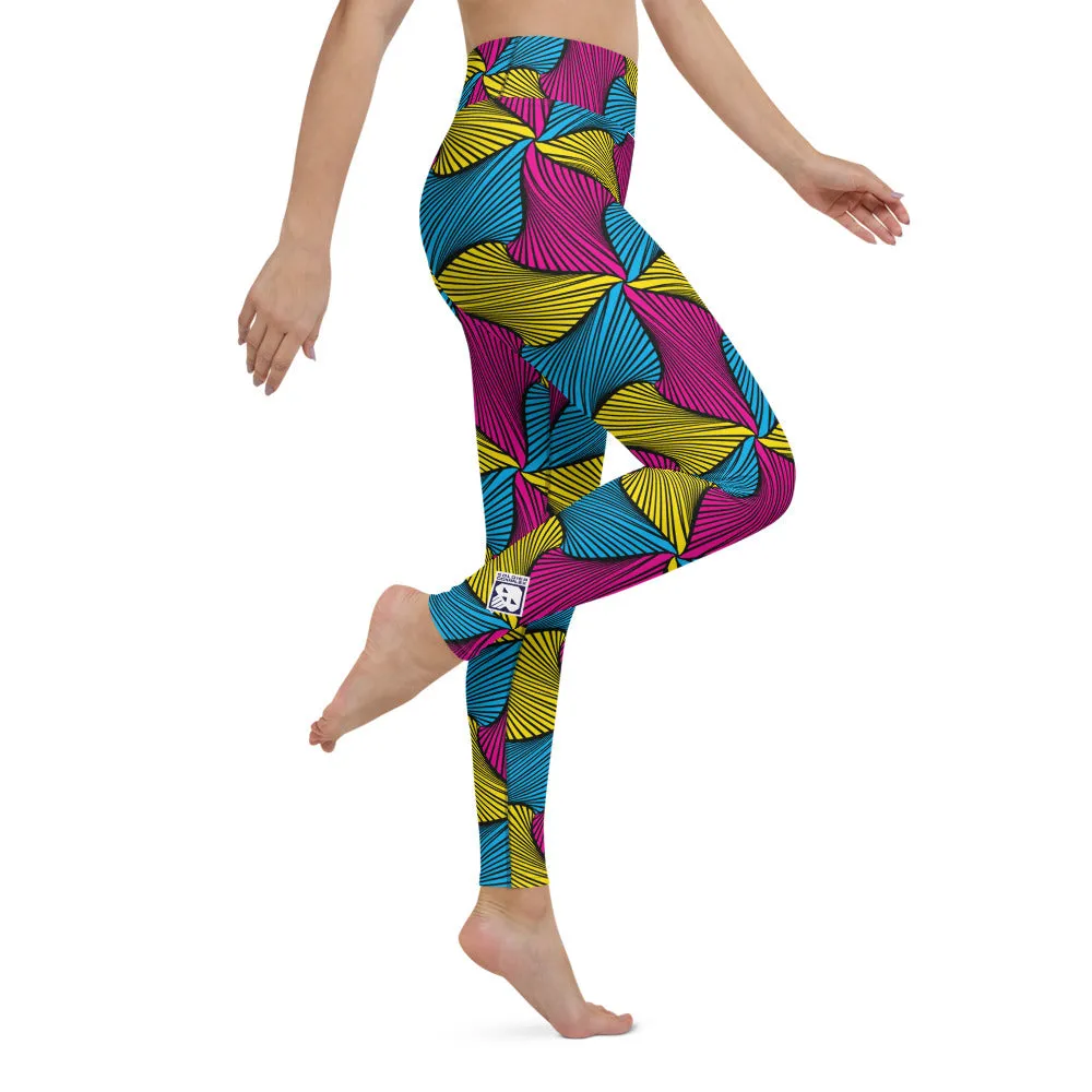 Women's Ankara Wax Print High Waist Yoga Pants Workout Leggings For Jiu Jitsu 001