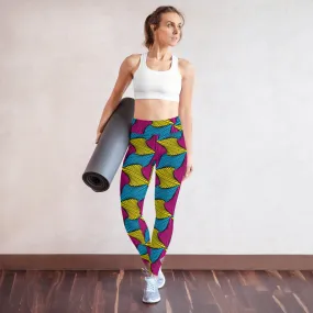 Women's Ankara Wax Print High Waist Yoga Pants Workout Leggings For Jiu Jitsu 001