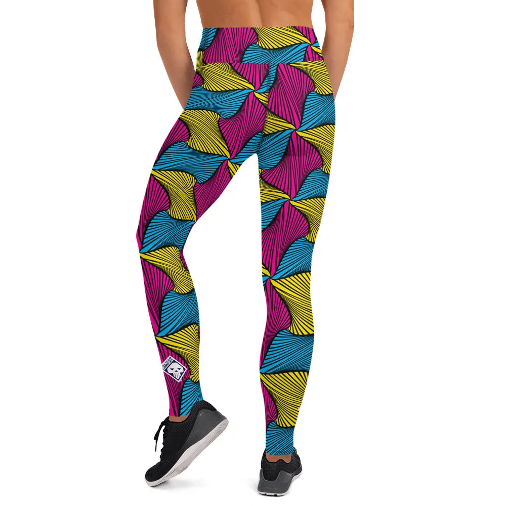 Women's Ankara Wax Print High Waist Yoga Pants Workout Leggings For Jiu Jitsu 001