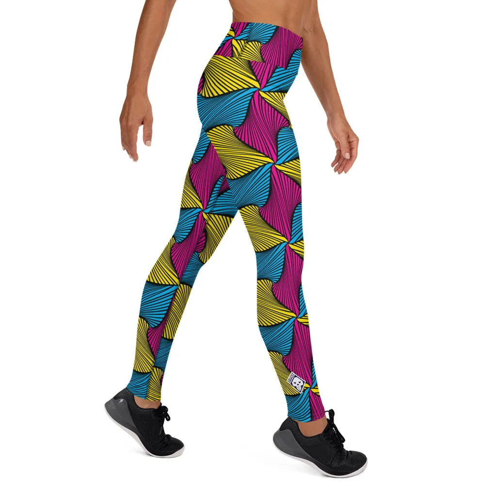 Women's Ankara Wax Print High Waist Yoga Pants Workout Leggings For Jiu Jitsu 001