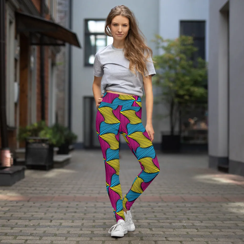Women's Ankara Wax Print High Waist Yoga Pants Workout Leggings For Jiu Jitsu 001