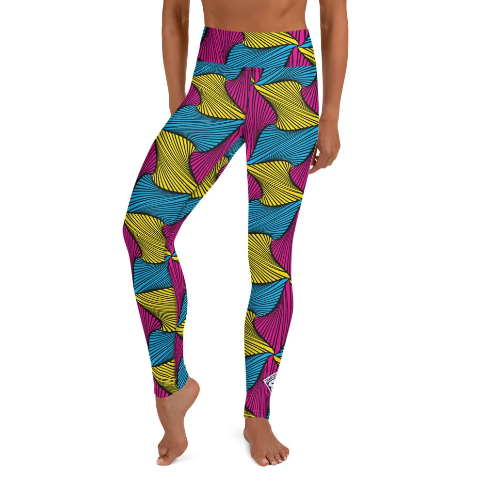 Women's Ankara Wax Print High Waist Yoga Pants Workout Leggings For Jiu Jitsu 001