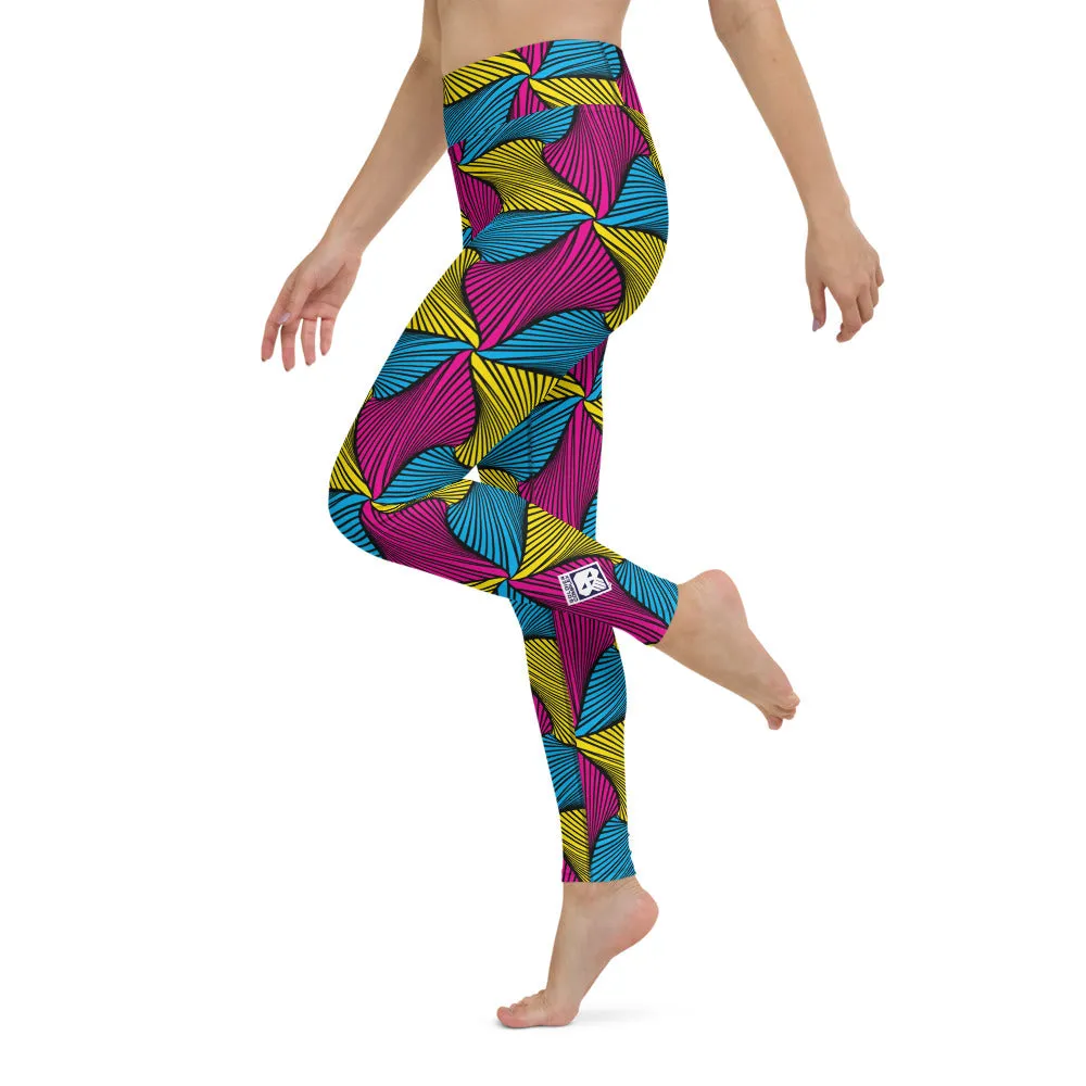 Women's Ankara Wax Print High Waist Yoga Pants Workout Leggings For Jiu Jitsu 001