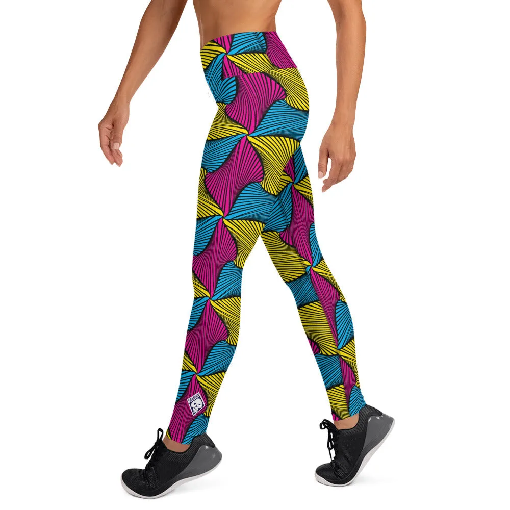 Women's Ankara Wax Print High Waist Yoga Pants Workout Leggings For Jiu Jitsu 001