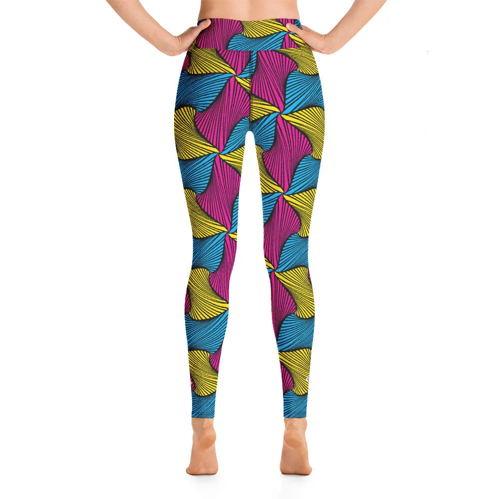 Women's Ankara Wax Print High Waist Yoga Pants Workout Leggings For Jiu Jitsu 001