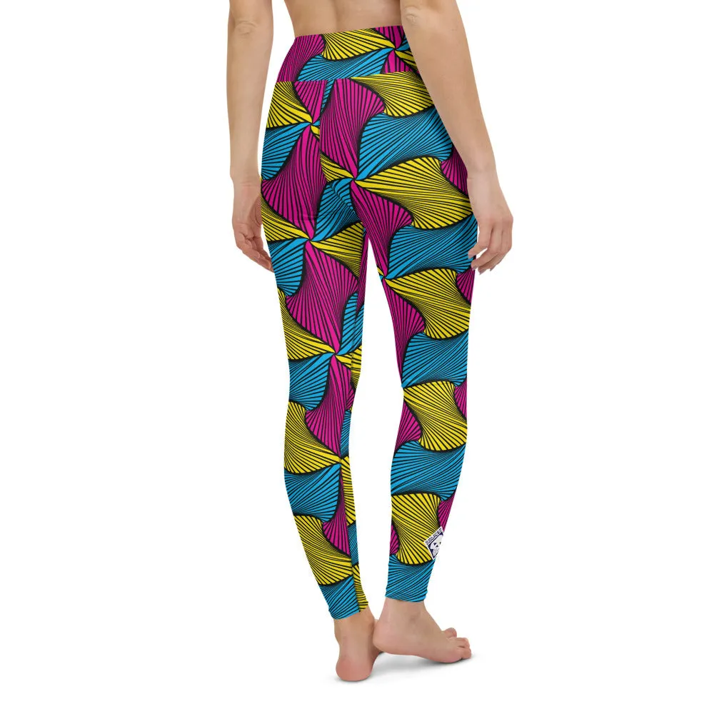 Women's Ankara Wax Print High Waist Yoga Pants Workout Leggings For Jiu Jitsu 001
