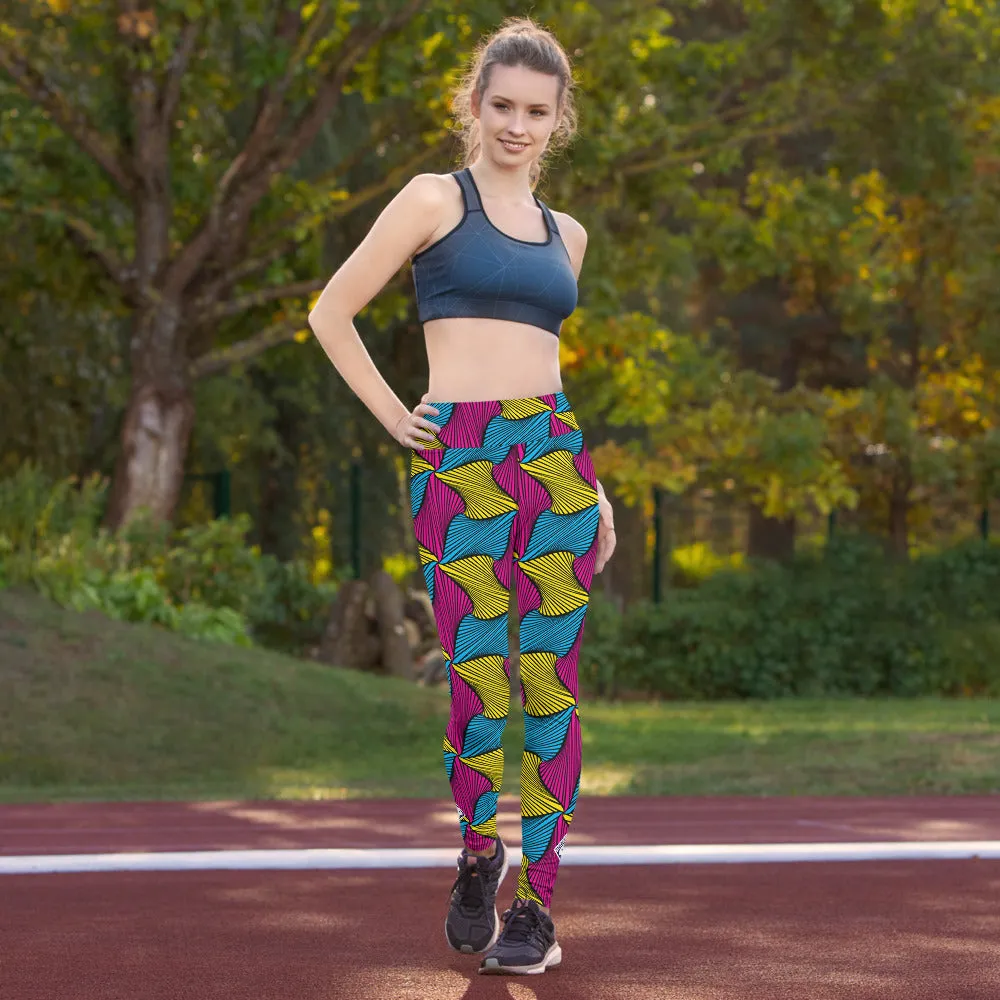 Women's Ankara Wax Print High Waist Yoga Pants Workout Leggings For Jiu Jitsu 001